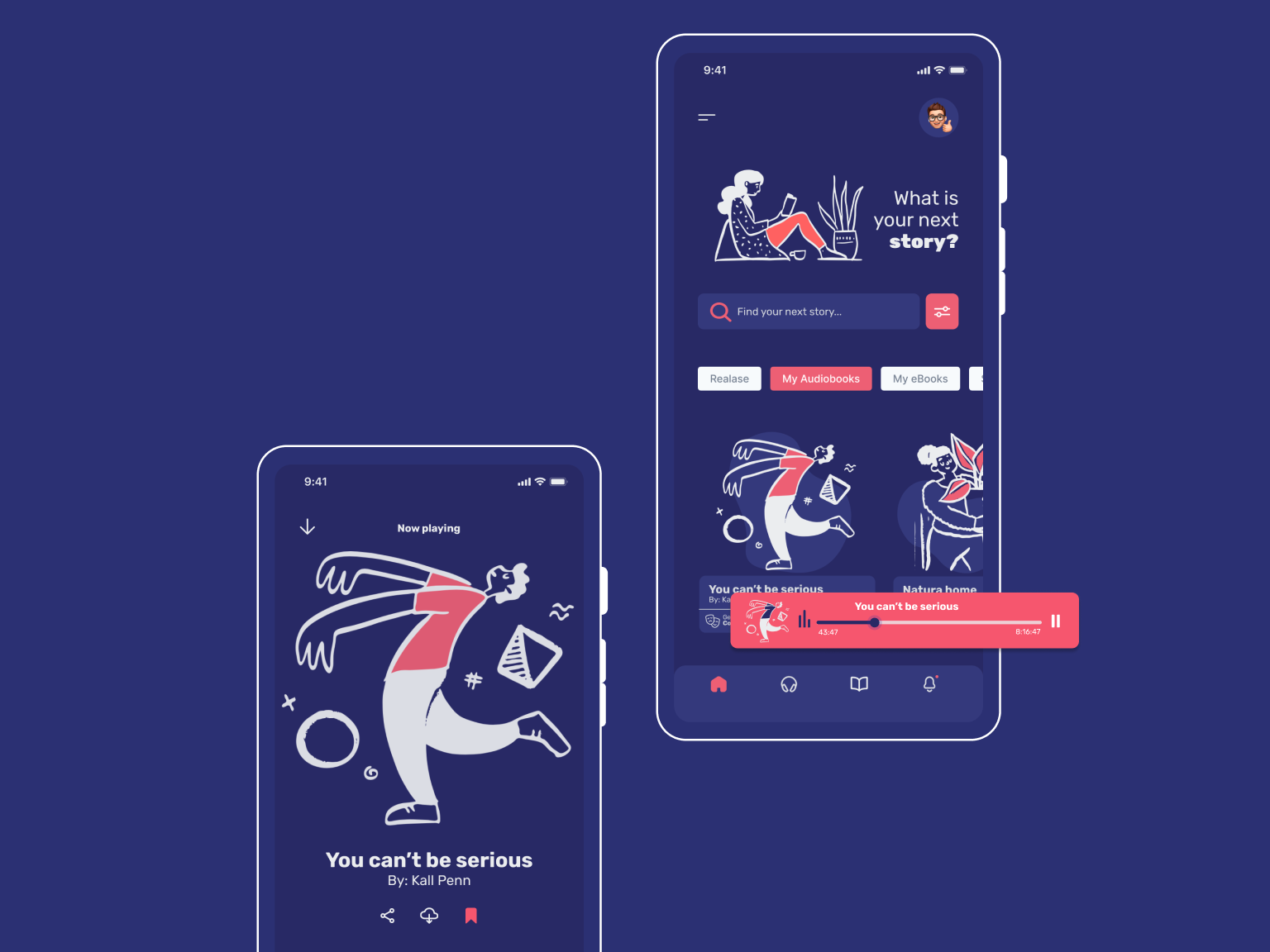 UI Design Audiobook dark mode