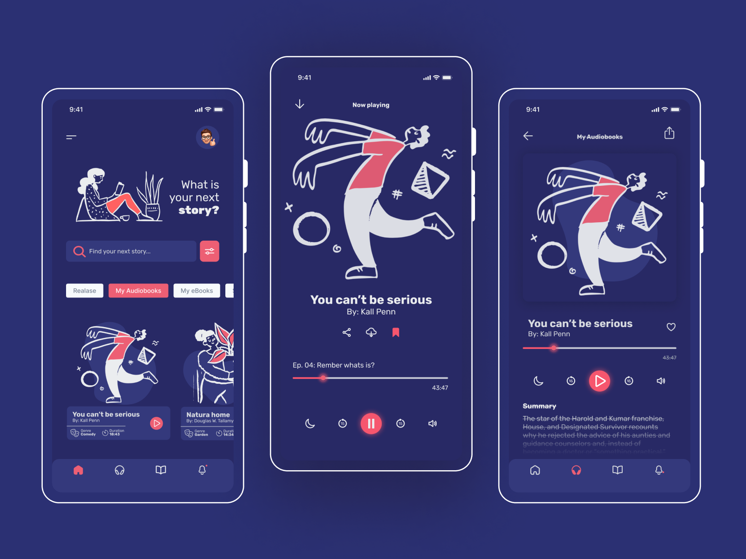 UI Design Audiobook dark mode